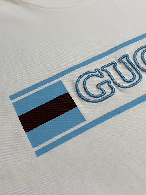 グッチコットン GUCCI刺繍半袖シャツ