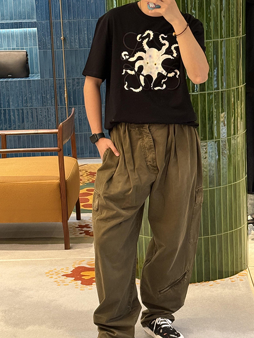 ロエベ新しいタコ刺繍半袖シャツ