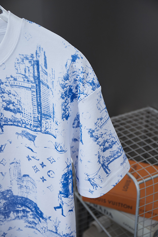 ルイヴィトンコピー新しいMonogram City Walkパターンプリントビーズ半袖シャツ