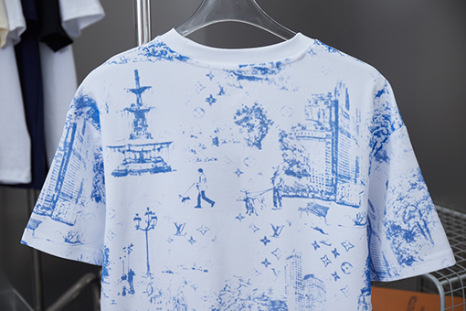ルイヴィトンコピー新しいMonogram City Walkパターンプリントビーズ半袖シャツ