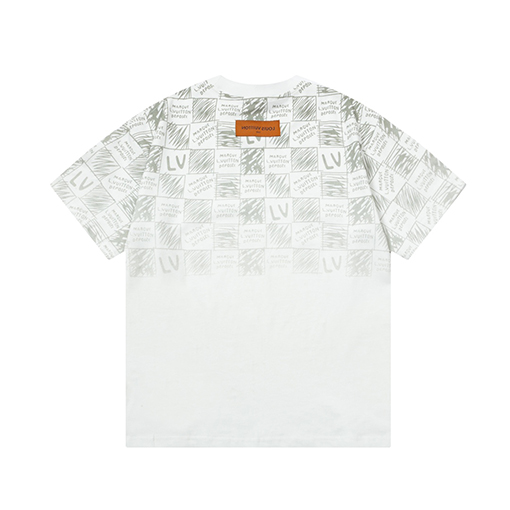 ルイヴィトン チェック柄のアルファベットプリント半袖Tシャツ