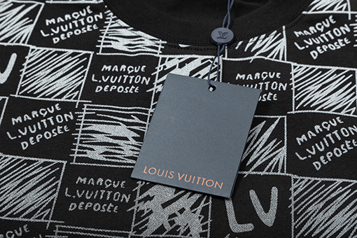 ルイヴィトン チェック柄のアルファベットプリント半袖Tシャツ