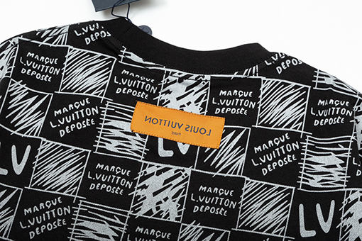 ルイヴィトン チェック柄のアルファベットプリント半袖Tシャツ