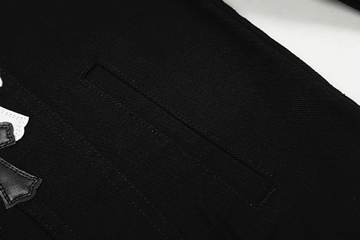 クロムハーツレザークロスレザー刺繍シャツデニムジャケット