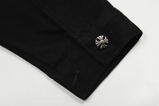クロムハーツレザークロスレザー刺繍シャツデニムジャケット