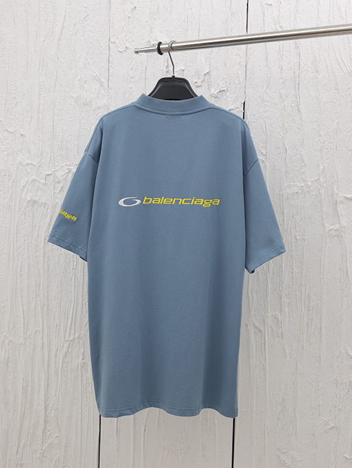 バレンシアガ25ss新しいロゴ文字刺繍ラウンドネック半袖Tシャツ