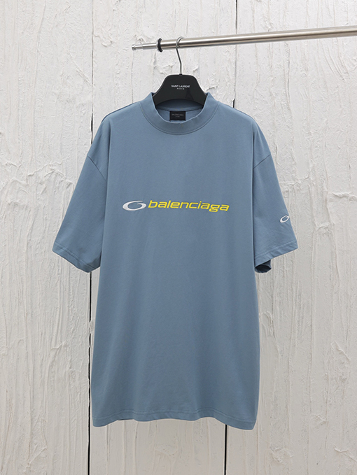 バレンシアガ25ss新しいロゴ文字刺繍ラウンドネック半袖Tシャツ