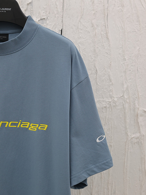バレンシアガ25ss新しいロゴ文字刺繍ラウンドネック半袖Tシャツ