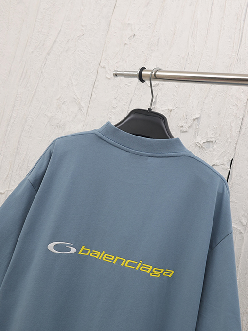 バレンシアガ25ss新しいロゴ文字刺繍ラウンドネック半袖Tシャツ
