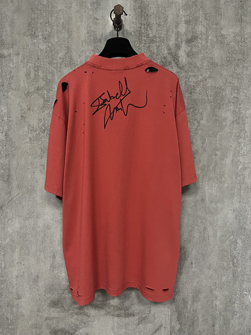 バレンシアガ25ss赤于爾プリント半袖tシャツ