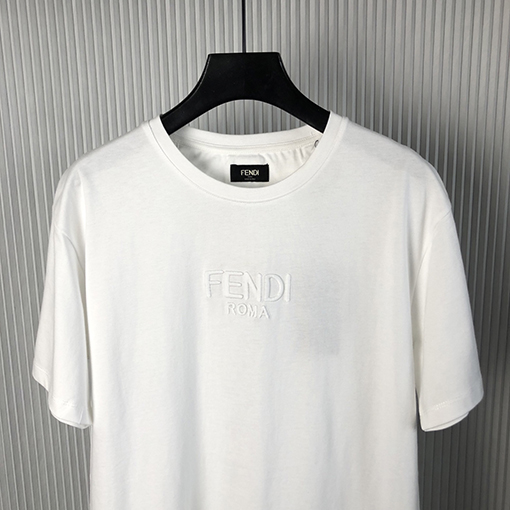フェンディスーパーコピー 刺繍ロゴ入りクルーネックTシャツ