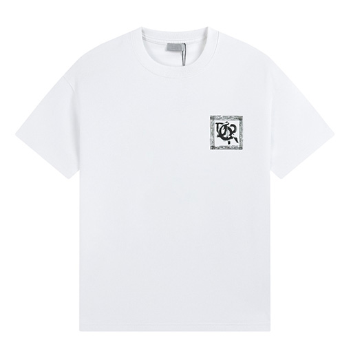 ディオールスーパーコピーコットン素材 クルーネック 半袖プリントTシャツ