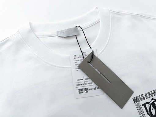 ディオールスーパーコピーコットン素材 クルーネック 半袖プリントTシャツ