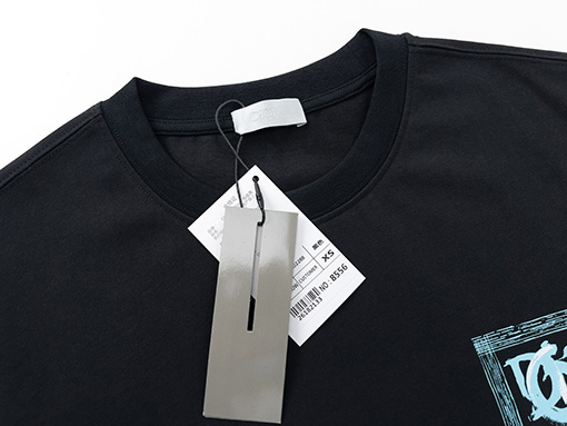 ディオールスーパーコピーコットン素材 クルーネック 半袖プリントTシャツ