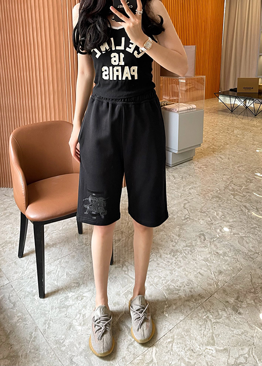 バーバリーエクスクルーシブロゴ 騎士刺繍デザイン コットンショートパンツ