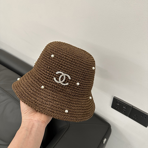 シャネルパール付き編み込みフィッシャーマンハット