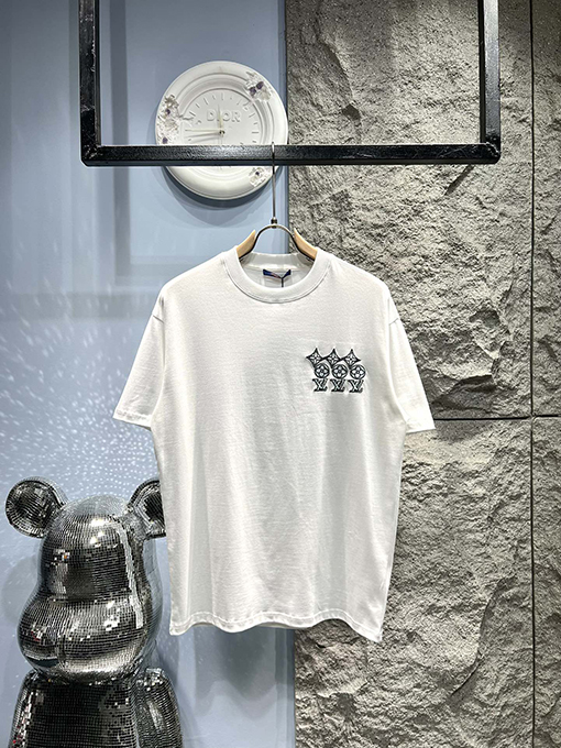 ルイヴィトンスーパーコピー刺繍ロゴ 半袖Tシャツ