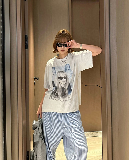 バレンシアガ25SS 新作 ニコール・キッドマン ポートレート ダイレクトプリント 半袖Tシャツ