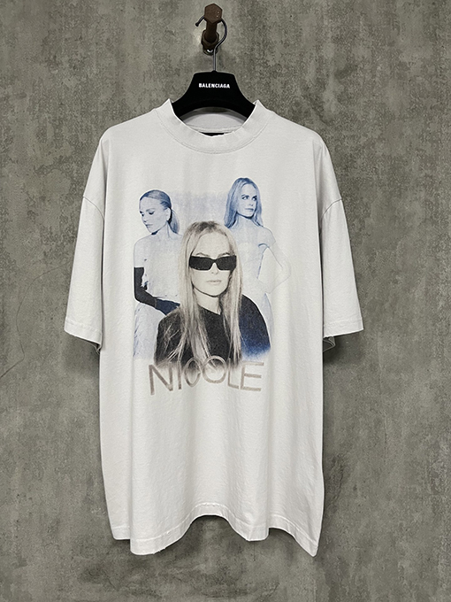 バレンシアガ25SS 新作 ニコール・キッドマン ポートレート ダイレクトプリント 半袖Tシャツ