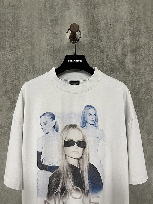 バレンシアガ25SS 新作 ニコール・キッドマン ポートレート ダイレクトプリント 半袖Tシャツ