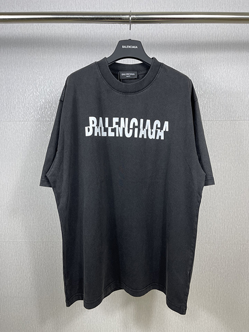 バレンシアガ間違った文字ロゴプリントウォッシュ半袖Tシャツ