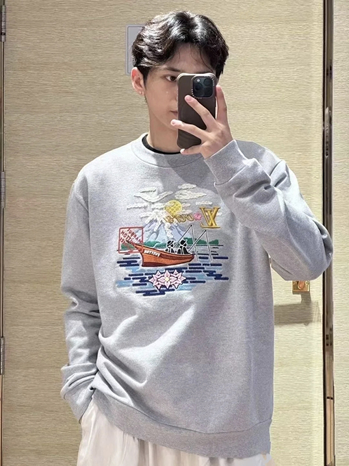 【NIGOコラボ♪】Louis Vuitton プリント パーカー ルイヴィトン ファッション nigo コラボ刺繍パーカー 15,800円