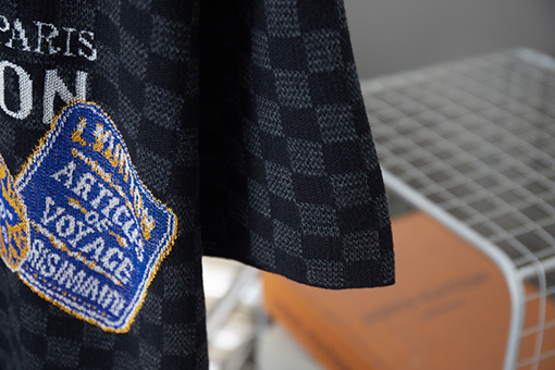 ルイヴィトン 新作 Lv ニットジャカードダミエ柄半袖Tシャツ