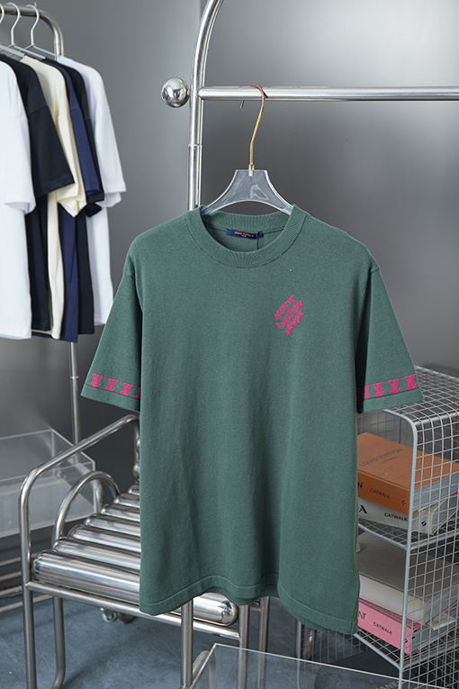 ルイヴィトン ファッション刺繍 Lv ニット文字ロゴ半袖Tシャツ