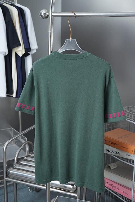ルイヴィトン ファッション刺繍 Lv ニット文字ロゴ半袖Tシャツ