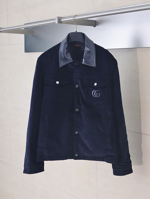 グッチスーパーコピー 新しいモデルコーデュロイレザーラペル刺繍ジャケット