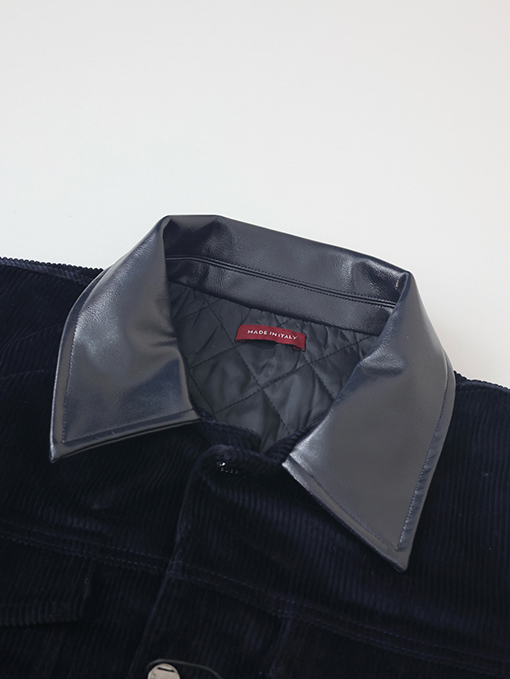 グッチスーパーコピー 新しいモデルコーデュロイレザーラペル刺繍ジャケット