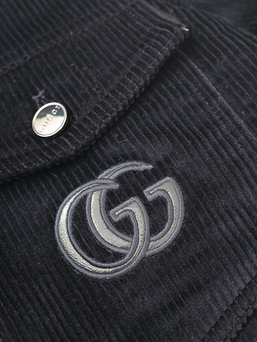 グッチスーパーコピー 新しいモデルコーデュロイレザーラペル刺繍ジャケット