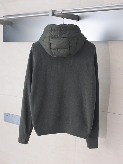 モンクレール フード付き刺繍ジッパーウールニットパッチワークジャケットシングルダウンジャケット