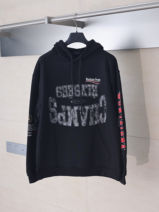 バレンシアガ 新しいアートマルチブランドプリントフード付きスパーカー