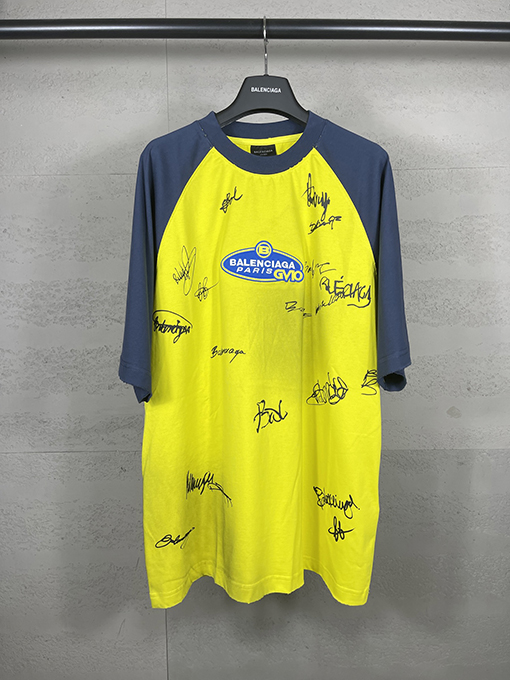 バレンシアガ カラーブロック シグネチャープリント 刺繍ロゴ グラフィティ 半袖 Tシャツ