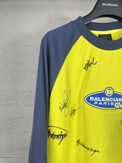 バレンシアガ カラーブロック シグネチャープリント 刺繍ロゴ グラフィティ 半袖 Tシャツ