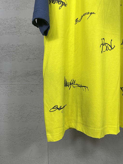 バレンシアガ カラーブロック シグネチャープリント 刺繍ロゴ グラフィティ 半袖 Tシャツ