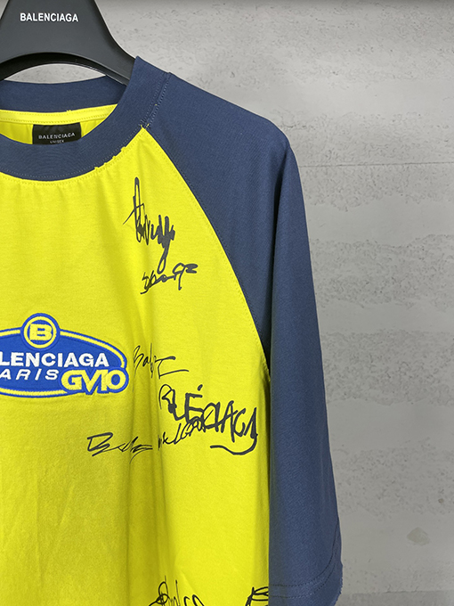 バレンシアガ カラーブロック シグネチャープリント 刺繍ロゴ グラフィティ 半袖 Tシャツ