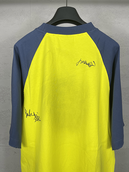 バレンシアガ カラーブロック シグネチャープリント 刺繍ロゴ グラフィティ 半袖 Tシャツ