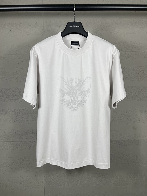 バレンシアガ レディースダイレクトプリントウォッシュダメージ半袖Tシャツ