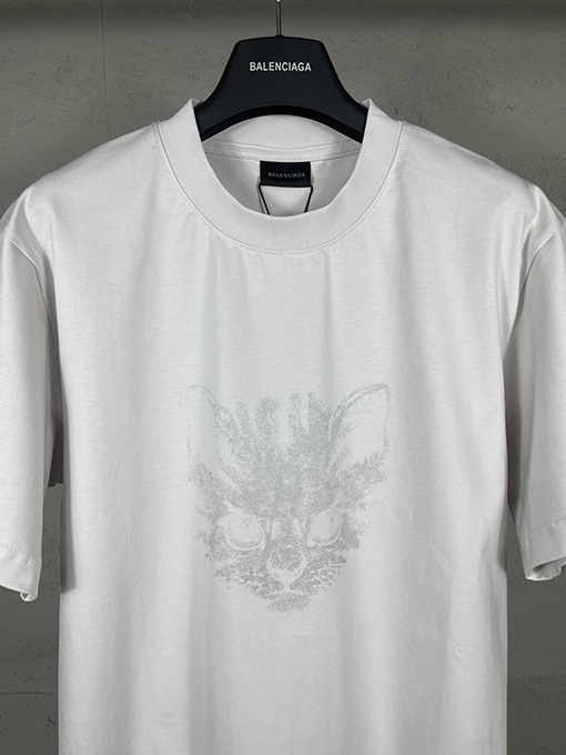 バレンシアガ レディースダイレクトプリントウォッシュダメージ半袖Tシャツ