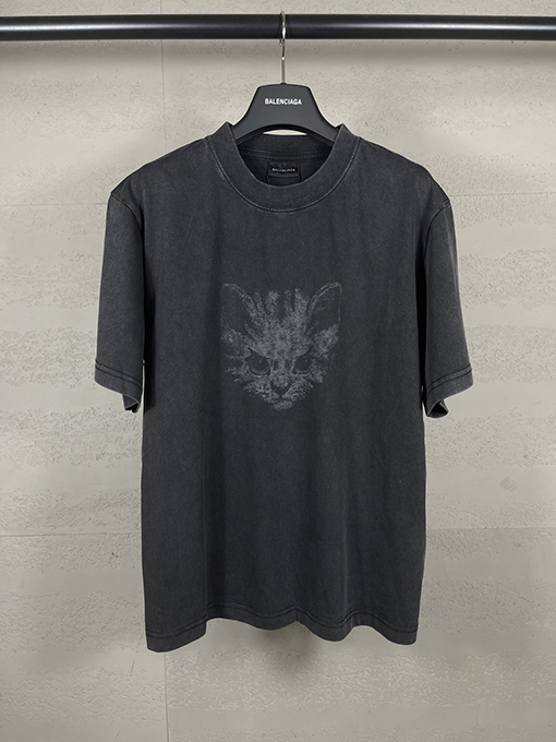 バレンシアガ レディースダイレクトプリントウォッシュダメージ半袖Tシャツ