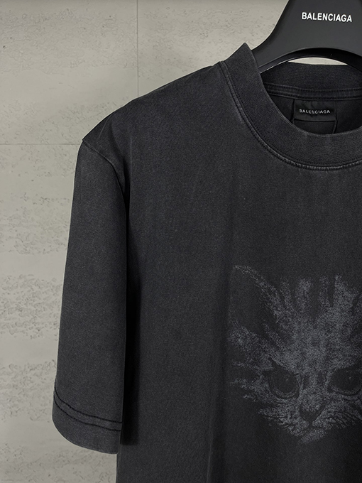 バレンシアガ レディースダイレクトプリントウォッシュダメージ半袖Tシャツ