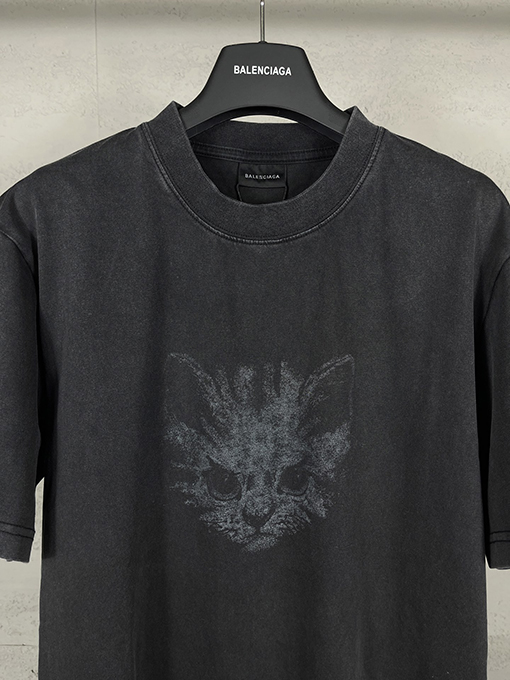 バレンシアガ レディースダイレクトプリントウォッシュダメージ半袖Tシャツ