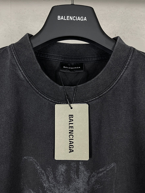 バレンシアガ レディースダイレクトプリントウォッシュダメージ半袖Tシャツ