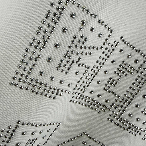 セリーヌコピー 新しいシルバービーズとラインストーンロゴクルーネックパーカー