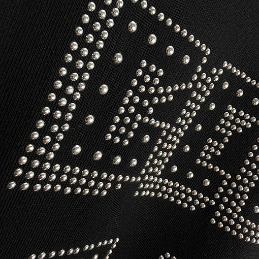 セリーヌコピー 新しいシルバービーズとラインストーンロゴクルーネックパーカー