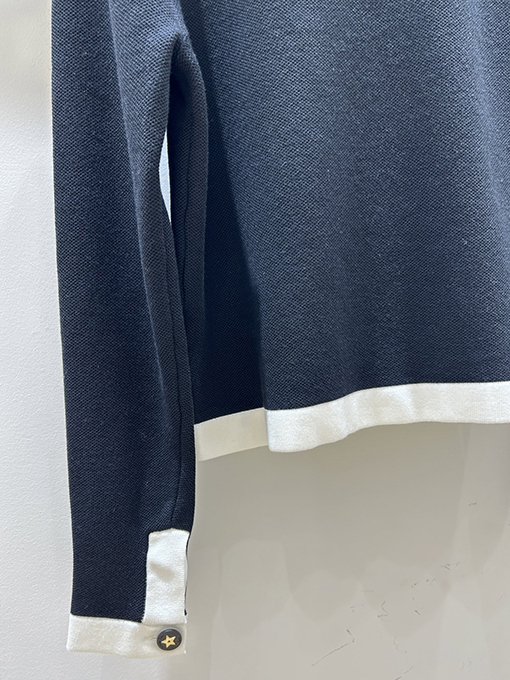 ディオール 新しい黒と白のカラーブロックボタンカーディガン