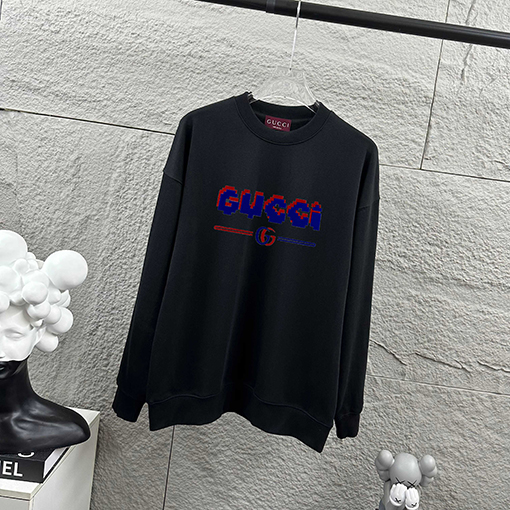 グッチ ダブルG立体フロッキングレタリング長袖スパーカー