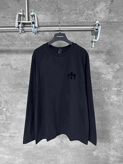 クロムハーツ ブラック フロッククロス ロングスリーブ長袖シャツ
